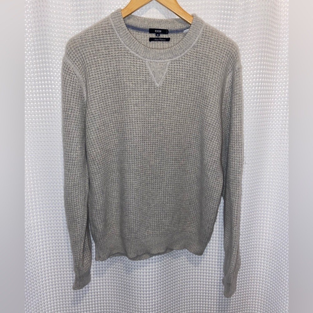 BENSON Italian‎ cashmere gray knit crewneck sweater size medium